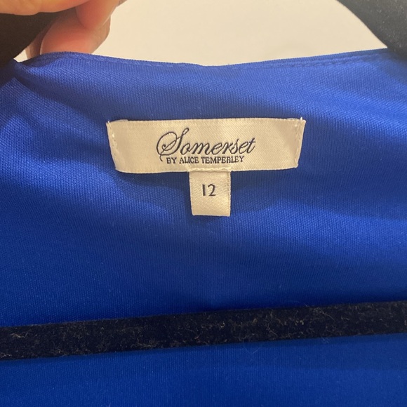 Temperley royal blue knee V-neck length dress NWOT UK 12/US 8 - Picture 3 of 5